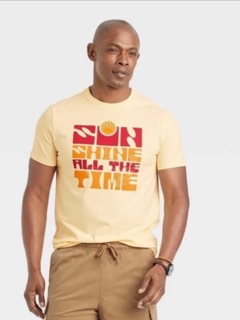 Goodfellow & Co Men's "Sunshine All The Time" Graphic T-Shirt Pale Yellow Size M